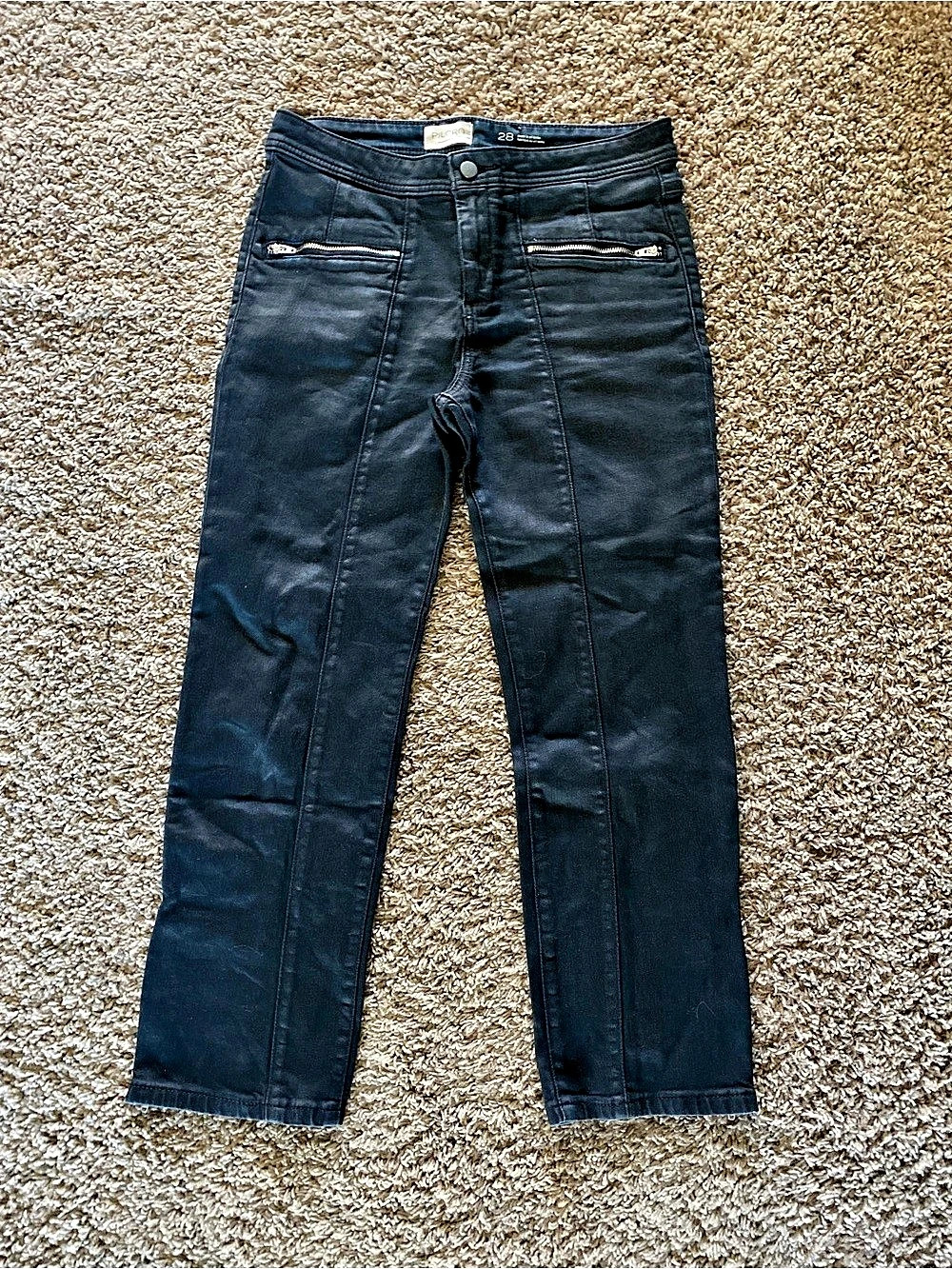 Pilcro Coated Skinny Pants Black Size 28